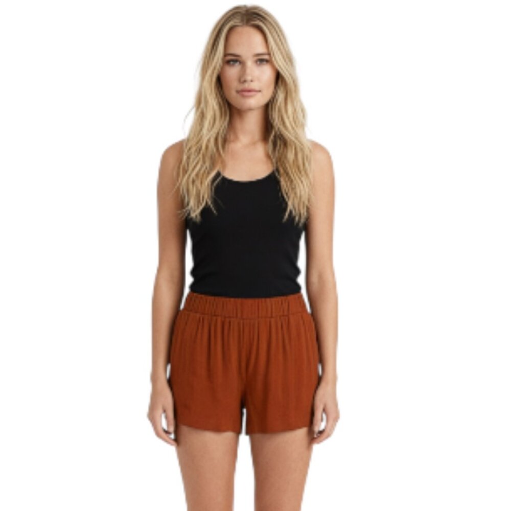 Abound Large Cinnamon Brown Elastic Waist Crinkle Shorts  NEW WITH TAGS